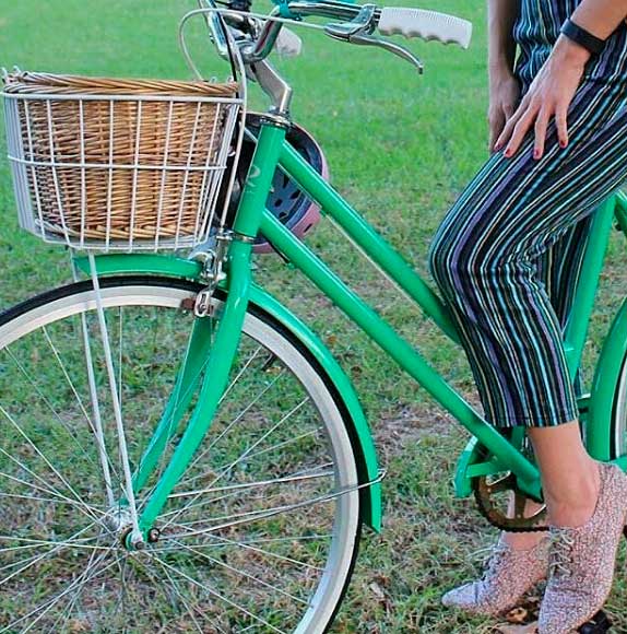 ✓cesta mimbre color natural clip asa bicicleta paseo ciclismo compra